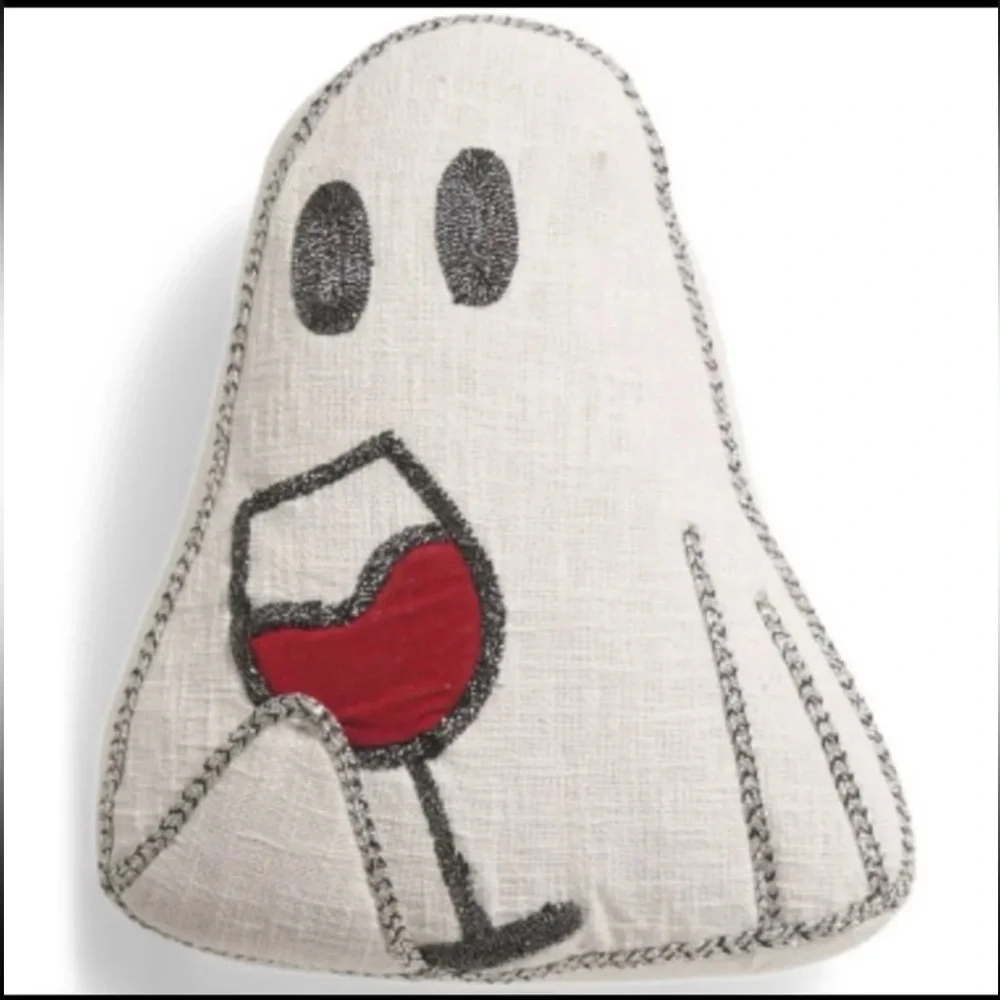 NWT Martha Stewart Ghost Wine Glass Throw Pillow Viral Homegoods Summerween RARE